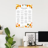 Fall bruiloft alfabet seating chart. Gele herfst Poster (Thuiskantoor)