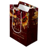 Fall bruiloft bogunde rozen zonnebloemen medium cadeauzakje (Voorkant Gekanteld)