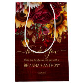 Fall bruiloft bogunde rozen zonnebloemen medium cadeauzakje (Voorkant)