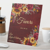 Fall bruiloft bogunde rozen zonnebloemen reclamebord met voetstuk (Insitu)