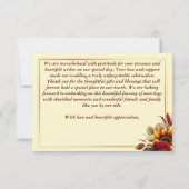 Fall bruiloft bogundy rozen gele zonnebloemen bedankkaart (Achterkant)