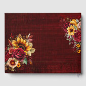 Fall bruiloft bogundy rozen gele zonnebloemen gastenboek (Achterkant)