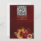 Fall bruiloft bogundy rozen gele zonnebloemen kaart (Achterkant)