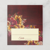 Fall bruiloft bogundy rozen gele zonnebloemen plaatskaartje (Buitenkant ongevouwen)