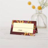Fall bruiloft bogundy rozen gele zonnebloemen plaatskaartje (Voorkant)
