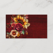 Fall bruiloft bogundy rozen gele zonnebloemen plaatskaartje (Achterkant)