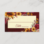 Fall bruiloft bogundy rozen gele zonnebloemen plaatskaartje (Voorkant)