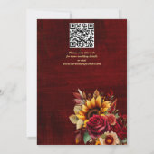 Fall bruiloft bogundy rozen gele zonnebloemen save the date (Achterkant)