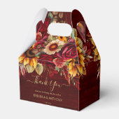 Fall bruiloft bogundy rozen zonnebloemen bedankt bedankdoosjes (Achterkant)