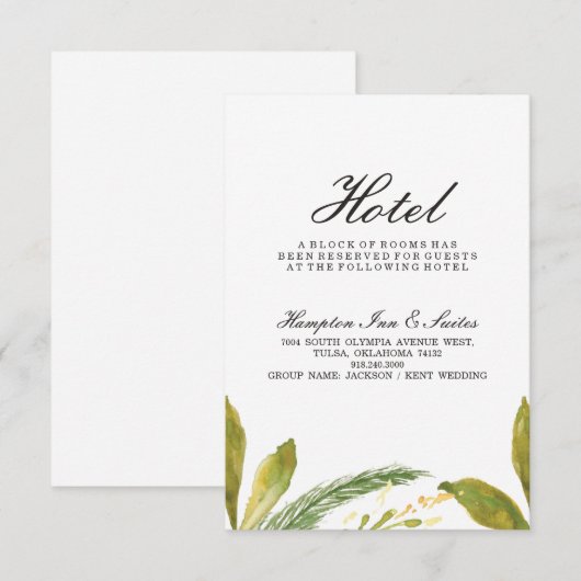 Fall bruiloft Hotel Card - Rustic Harvest Greenery Informatiekaartje (Voorkant / Achterkant)