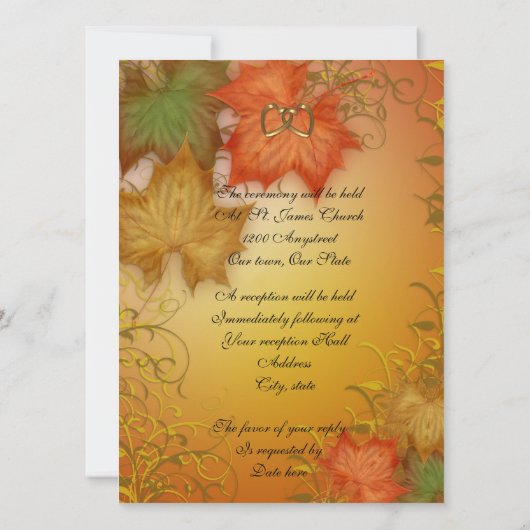 Fall bruiloft Uitnodiging (Achterkant)