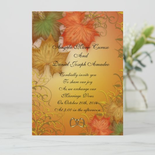 Fall bruiloft Uitnodiging (Staand voorkant)