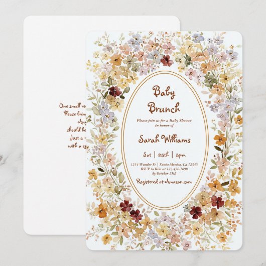 Fall Brunch Baby Shower Invitation Kaart (Voorkant / Achterkant)