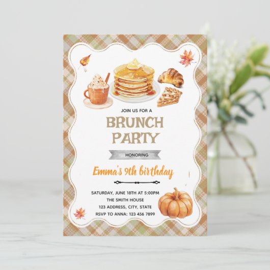 Fall brunch party invitation kaart (Staand voorkant)