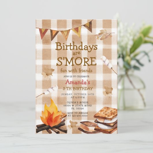 Fall Camping Bonfire Marshmallow Theme Kaart (Staand voorkant)
