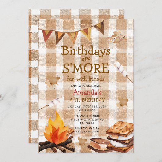 Fall Camping Bonfire  Marshmallow Theme Kaart (Voorkant / Achterkant)