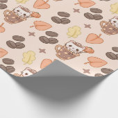 Fall Cat Mug Kawaii Coffee Bean Pattern Cadeaupapier (Hoek)
