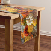 Fall centerpiece of pumpkins and chrysanthemums lange tafelloper (Voorbeeld)