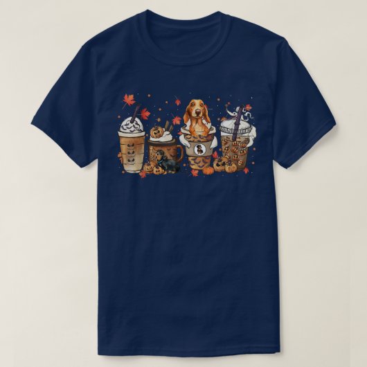 Fall Coffee Dachshund Dog Halloween Costume Fall T-shirt (Design voorkant)