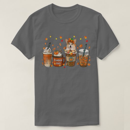 Fall Coffee Pumpkin Spice Latte Iced Autumn Corgi T-shirt (Design voorkant)