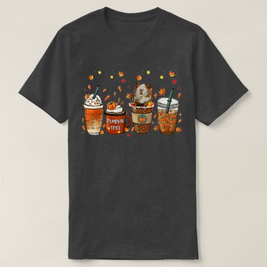 Fall Coffee Pumpkin Spice Latte Iced Autumn Guinea T-shirt (Design voorkant)