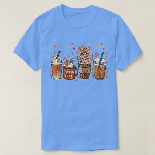 Fall Coffee Pumpkin Spice Latte Iced Autumn Tiger  T-shirt (Design voorkant)