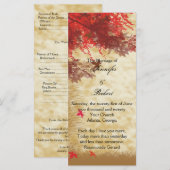 Fall Colors: Burgundy and Red Wedding Programme Programmakaart (Voorkant / Achterkant)