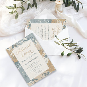 Fall Colors Caramel Slate Rehearsal Dinner Kaart