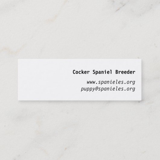 Fall Colors Cocker Spaniel Mini Visitekaartje (Achterkant)