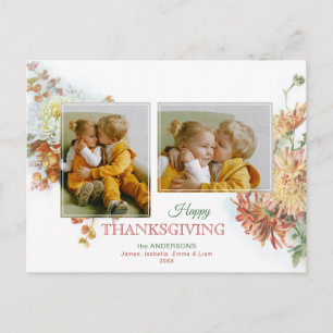 Fall Colors Floral Thanksgiving 2-foto Briefkaart