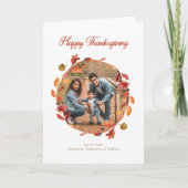 Fall Colors Happy Thanksgiving Leaf Wreatfoto Kaart (Voorkant)