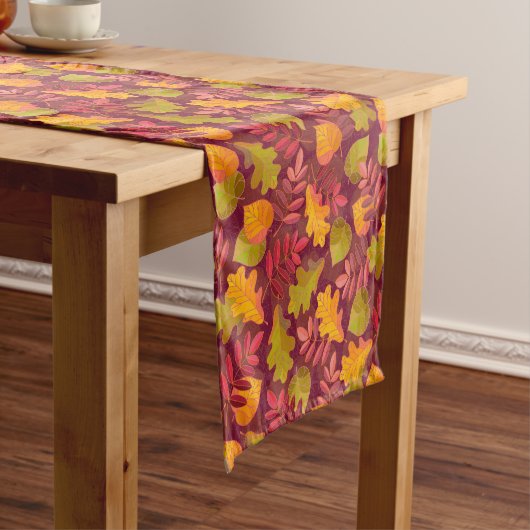 Fall Colors Leaves Table Runner Korte Tafelloper (Voorbeeld)