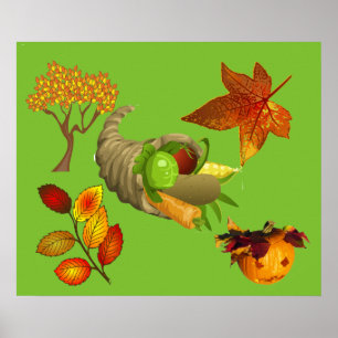 Fall Colors Maple Thanksgiving Cornucopia Poster
