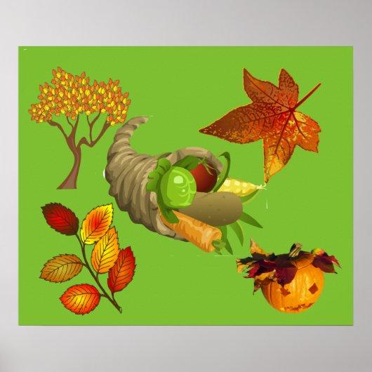 Fall Colors Maple Thanksgiving Cornucopia Poster (Voorkant)