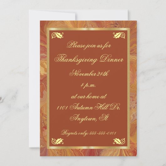 Fall Colors Marged Paper Thanksgiving Invitation Kaart (Voorkant)