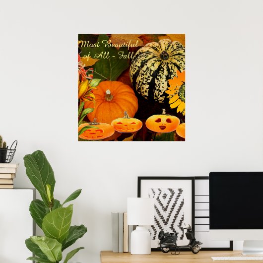 Fall Colors Pumpkins Jack O Lantern Poster (Thuiskantoor)