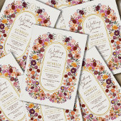 Fall Cottage Chic Flowers Monogram Wedding Shower Kaart