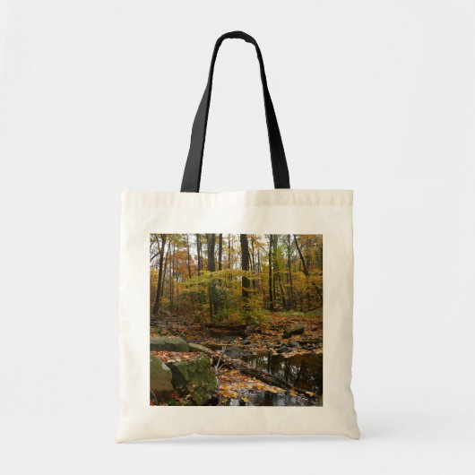 Fall Creek met reflectie bij Laurel Hill Park Tote Bag (Voorkant)