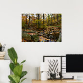 Fall Creek met reflectie in Laurel Hill Park Poster (Thuiskantoor)