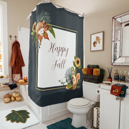 Fall critters and nature with customizable text  douchegordijn