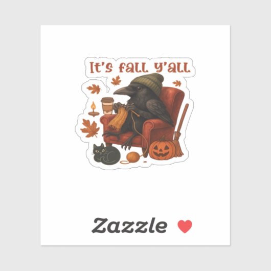 Fall Crow – It’s Fall Y’all Art Sticker (Vel)