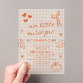 Fall Cute Hand Drawn Our Little Cutie Pie Birthday Acryl Uitnodigingen (Insitu (Draagbaar))