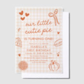 Fall Cute Hand Drawn Our Little Cutie Pie Birthday Vellum Uitnodigingen (Offset)