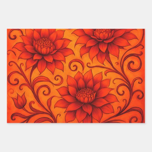 Fall Dahlia Sunrise & Sunset Wrapping Paper (Voorkant 2)