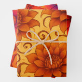 Fall Dahlia Sunrise & Sunset Wrapping Paper (In situ)