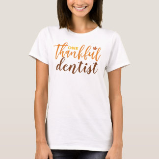 Fall Eén Dankbare Tandarts Typografie Thanksgiving T-shirt