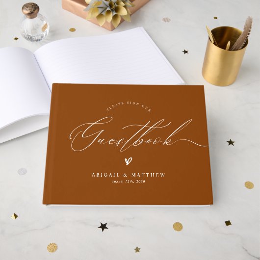 Fall Elegant Minimalist Modern Wedding Guestbook Gastenboek (Voorkant open)