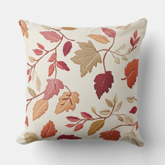 Fall Embroidered Look Throw Pillow Buitenkussen (Voorkant)