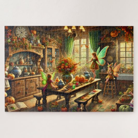 Fall Fairies Enchanting Kitchen Gathering Puzzle Legpuzzel (Horizontaal)