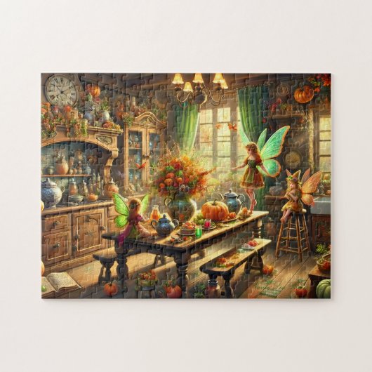 Fall Fairies Enchanting Kitchen Gathering Puzzle Legpuzzel (Horizontaal)
